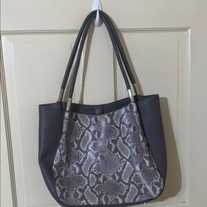 Alfani Gray Embossed Tote Bag with Double Handles